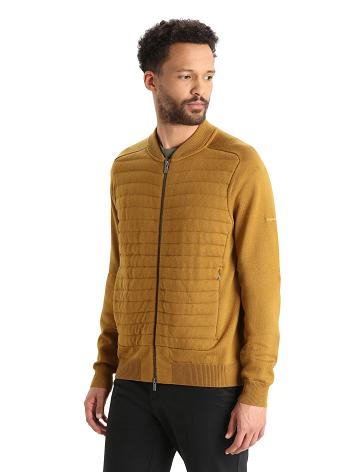 Clove Icebreaker City Label ZoneKnit™ Merino Insulated Knit Bomber Men's Hoodie | AU 1264MQZA